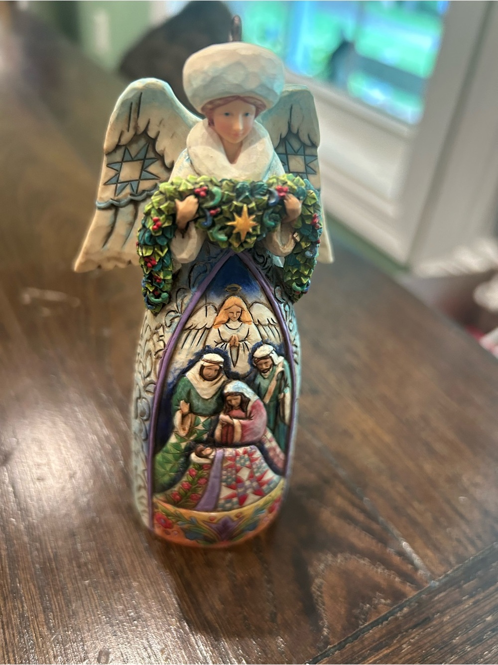 Jim Shore Heartwood Creek Nativity Scene Angel Wooden Christmas Ornament 2007